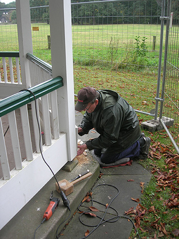 Arbeiten am Ständerwerk des Gerdes-Pavillon Arbeiten am Ständerwerk des Gerdes-Pavillon